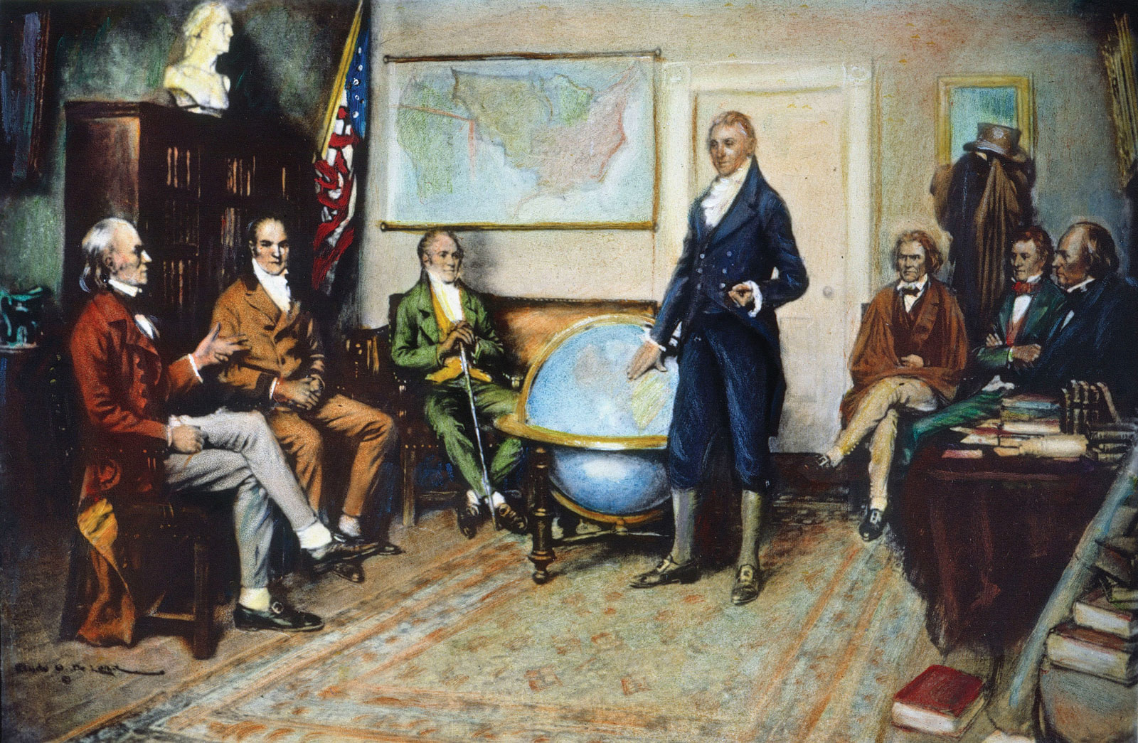 Photo: "The Birth of the Monroe Doctrine" by Clyde O. DeLand 1912 ©Public Domain.